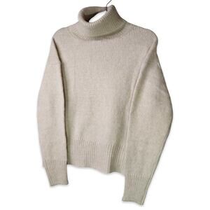For The Republic Chunky Turtleneck Sweater LG Yellow Beige Heather Alpaca Blend
